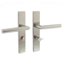 Afbeeldingen van INTERSTEEL Deurkruk Rhenen op geveerd rechthoekig schild 219x40.5x9mm WC63/8mm RECHTS rvs 1407