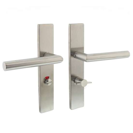 Afbeeldingen van INTERSTEEL Deurkruk Rhenen op geveerd rechthoekig schild 219x40.5x9mm WC63/8mm RECHTS rvs 1407