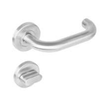 Afbeeldingen van INTERSTEEL Deurkruk Rond rozet met 7 mm nok toilet-/badkamersluiting rvs geborsteld 1271