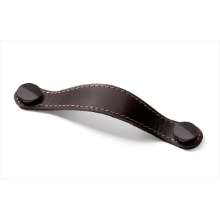 Afbeeldingen van Hettich Greep Gela, boorafstand 128, L 150 mm, B 26 mm, H 3 mm, donkerbruin leer