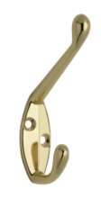 Afbeeldingen van Siro Kapstokhaak metaal - boorafstand 11mm/L 87mm/H 56mm/B 18mm messing glanzend 