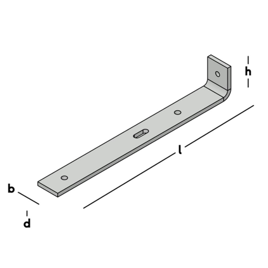 Afbeeldingen van GB muurplaathoek - 80x520mm 60x10mm - elektrolitisch verzinkt