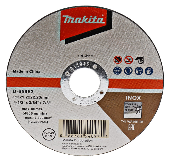 Afbeeldingen van Makita Doorslijpschijf 115X1.2Mm RVS D-65953