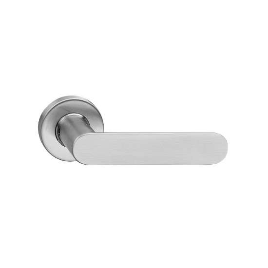 Afbeeldingen van INTERSTEEL Deurkruk Massief strak-elegant op rozet met ring met veer rvs geborsteld 0643