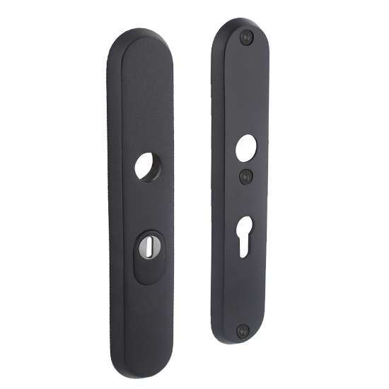 Afbeeldingen van INTERSTEEL SKG3 -veiligheid-schilden doorgaand profielcilindergat 55mm met kerntrek beveiliging zwart/rvs 3961