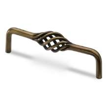Afbeeldingen van Hettich Greep Malaca, boorafstand 128, L 136 mm, H 40 mm, ø 12 mm, messingkleurig antiek