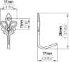 Afbeeldingen van Siro Kapstokhaak metaal - boorafstand 11mm/L 36mm/H 17mm/B 17mm messing glanzend 