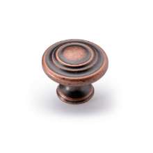 Afbeeldingen van Hettich Knop Essa, H 25 mm, ø 32 mm, koperkleurig antiek