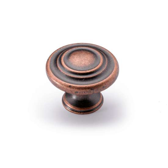 Afbeeldingen van Hettich Knop Essa, H 25 mm, ø 32 mm, koperkleurig antiek