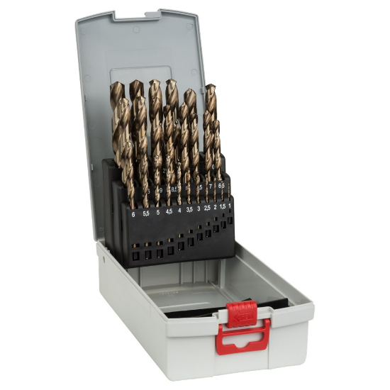 Afbeeldingen van Bosch 25-delige ProBox metaalborenset HSS-Co, DIN 338 (kobaltlegering)