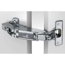 Afbeeldingen van Hettich Sensys groothoekscharnier, zonder insprong (Sensys 8657), half opliggend, Openingshoek 165°, TH-boorbeeld 52 x 5,5 mm, om in te drukken (ø 10 x 11)