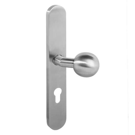 Afbeeldingen van INTERSTEEL Knop op XL schild profielcilindergat 72 mm rechts rvs geborsteld 0661