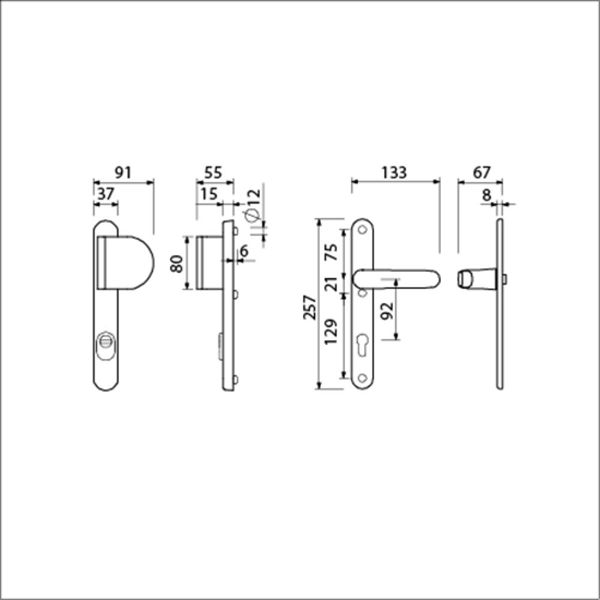 Afbeeldingen van Ami Veiligheids beslag 257/37/2 kerntrekbeveiliging Duwer 90/83 links - PC92 - F1 