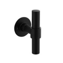 Afbeeldingen van INTERSTEEL Gatdeel T-model recht + ronde platte rozet 50x2mm rvs/zwart 1671