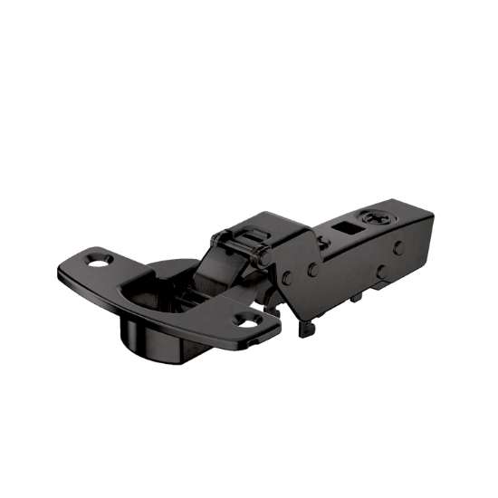 Afbeeldingen van Hettich Sensys scharnier voor dikke deuren, deurdikte tot 32 mm, veerloos (Sensys 8661), in obsidiaanzwart, inliggend, Openingshoek  95°, voor schroefbevestiging (-)