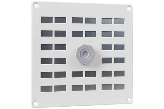 Afbeeldingen van Alu.schuifrooster 200x200mm wit met gaas