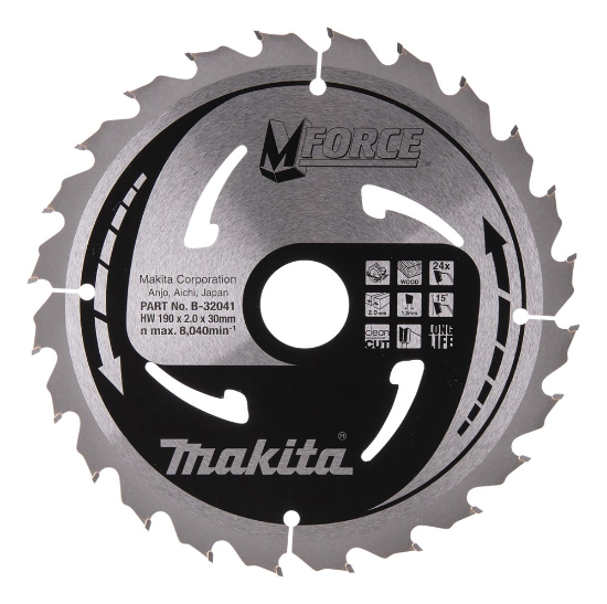 Afbeeldingen van Makita zaagblad - Ø190x30x2.0mm HM 24 Tands 15° - voor hout