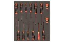 Afbeeldingen van Bahco Foam 2/3 voor Schroevendraaierset gleuf, PH, PZ, TORX 14 delig