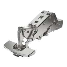 Afbeeldingen van Hettich Sensys groothoekscharnier, zonder insprong, zonder geïntegreerde demping (Sensys 8657), vernikkeld, opliggend, openingshoek 165°, TB-boorbeeld 45 x 9,5 mm, Snelmontage Fix (ø 8 x 6)