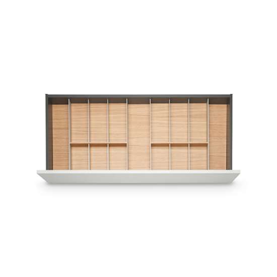 Afbeeldingen van Blum Bestekindeling met messenhouder Legrabox - corpusbreedte 950-1200 diepte 450mm - fineer eiken/aluminium OL.EA4510S1BEST