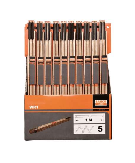 Afbeeldingen van Bahco houten duimstok 1m 5 segmenten metrisch/imperiaal (WR1)