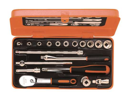 Afbeeldingen van Bahco dopsleutelset 19 delig 1/4'' met metalen doos