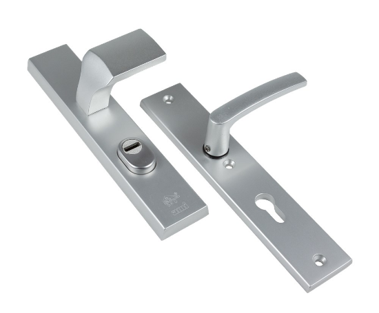 Afbeeldingen van Ami Veiligheidslangschild 251/50/15 Knop 144 / Deurkruk 332 vast-omkeerbaar - KT55 PC55 deurdikte 38/42mm - F2 