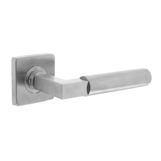 Afbeeldingen van INTERSTEEL Deurkruk Bau-stil op vierkant rozet rvs geborsteld 0378