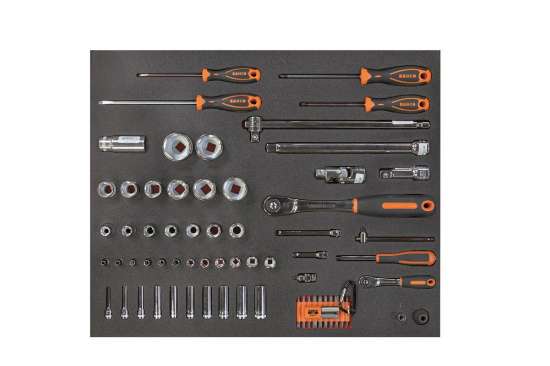 Afbeeldingen van Bahco foam 3/3 Doppen 1/4" 1/2" Schroevendraaiers Gleuf en Phillips 77 Delig