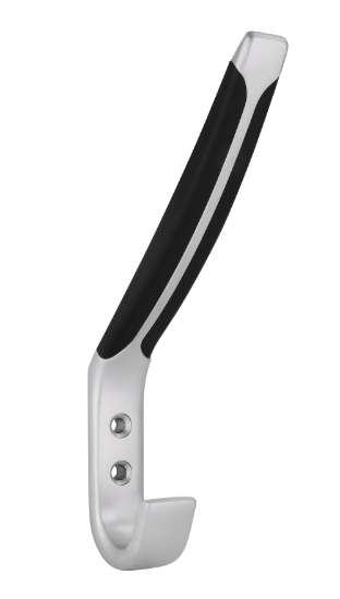 Afbeeldingen van Siro Kapstokhaak metaal - boorafstand 16mm/L 163mm/H 99mm/B 20mm - chroom mat/zwart 