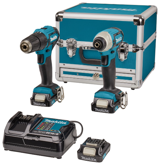 Afbeeldingen van Makita Combiset Boren en schroeven CLX228SAX2 - 12V Max 2x 2,0Ah Accu - Inclusief lader en accessoires in koffer
