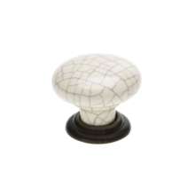Afbeeldingen van Siro Meubelknop keramisch - L 34mm/H 28mm/B 34mm beige/antiek messing 