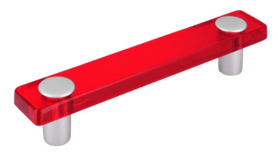 Afbeeldingen van Siro Meubelgreep kunststof - boorafstand 96mm/L 126mm/H 26mm/B 20mm rood/aluminium 