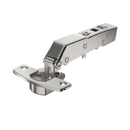 Afbeeldingen van Hettich Sensys hoekscharnier W45 zonder geïntegreerde demping (Sensys 8639 W45), vernikkeld, opliggend, openingshoek 95°, TH-boorbeeld 52 x 5,5 mm, voor schroefbevestiging (-)