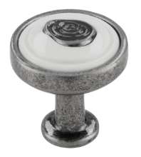 Afbeeldingen van Siro Meubelknop metaal - L 23mm/H 24mm/B 23mm antiek zilver/wit 