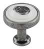 Afbeeldingen van Siro Meubelknop metaal - L 23mm/H 24mm/B 23mm antiek zilver/wit 
