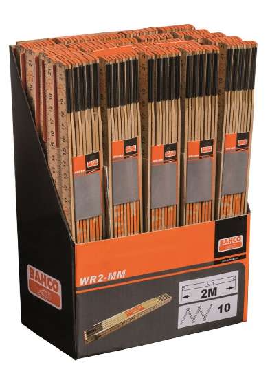 Afbeeldingen van Bahco houten duimstok 2m 10 segmenten metrisch/imperiaal (WR2)
