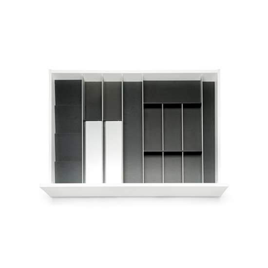 Afbeeldingen van Blum Bestekindeling met foliehouder Legrabox houtdecor - corpusbreedte 900-1000mm diepte 650mm - houtdecor zwart/aluminium OL.SA6590S4BEST