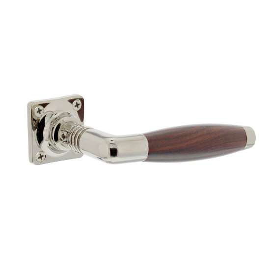 Afbeeldingen van INTERSTEEL Deurkruk Ton basic + vierkant rozet nikkel/palissander 0376