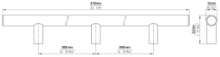 Afbeeldingen van Siro T-greep metaal - boorafstand 2x368mm/L 816mm/H 32mm/B 12mm - RVS
