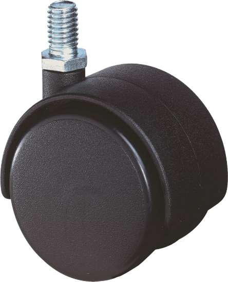 Afbeeldingen van Kelfort meubelzwenkwiel - Ø50mm (50kg) - met gegalvaniseerde bevestingsstift M8x15 zwart kunststof  Op=Op