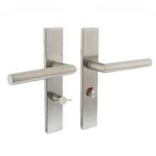 Afbeeldingen van INTERSTEEL Deurkruk Hoek 90°op verdekt schild rechthoek WC63/8mm met nokken 7mm links RVS 1407
