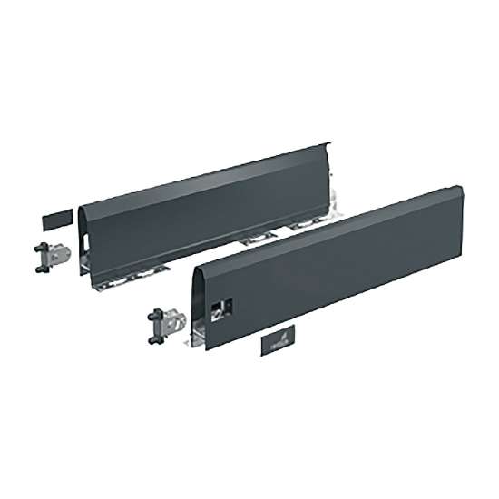 Afbeeldingen van Hettich ArciTech Schuif- / frontlade, setverpakking, ladezijwand hoogte 126 x NL 350 mm, antraciet, links en rechts