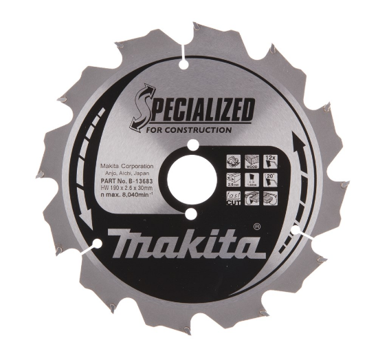 Afbeeldingen van Makita Zaagb.Bouw 190X30X3 12T 20G B-13683