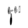 Afbeeldingen van INTERSTEEL Raamsluiting Ton links met sluitplaat en sluithaak, chroom mat / ebbenhout 5614