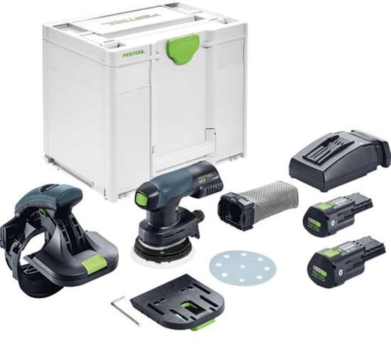 Afbeeldingen van Festool accu-kantenschuurmachine ES-ETSC 125 3,0 I-Plus - 18V 2x 3.0Ah Li-on accu - inclusief snellader en adapterplug in Systainer 