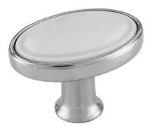 Afbeeldingen van Siro Meubelknop metaal - L 32mm/H 24mm/B 22mm chroom glanzend/wit 