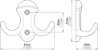 Afbeeldingen van Siro Kapstokhaak metaal - boorafstand 32mm/L 67mm/H 33mm/B 84mm messing glanzend 