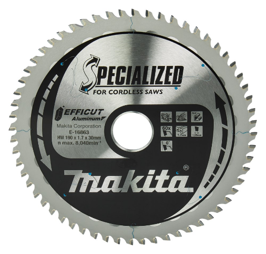 Afbeeldingen van Makita Zaagblad - Ø190x30mm 60T 0° - geschikt voor aluminium