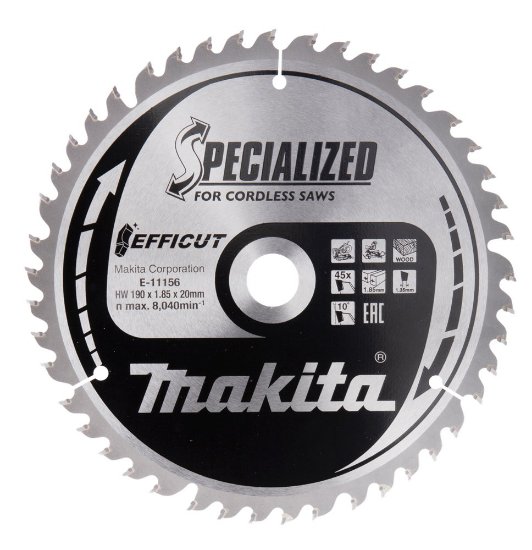 Afbeeldingen van Makita afkortzaag efficut HM - 190X20x1,85mm 45 Tands 10°- voor hout